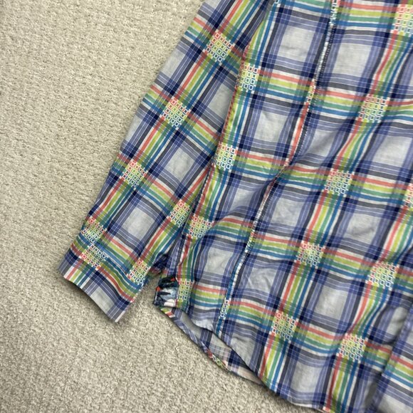 AU NOIR Button Down Shirt Men’s Size 5 Multicolor pride Plaid Flip Cuff Preppy - Picture 6 of 16